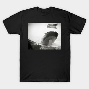 Launch of Steamer Ship, 1905. Vintage Photo T-Shirt